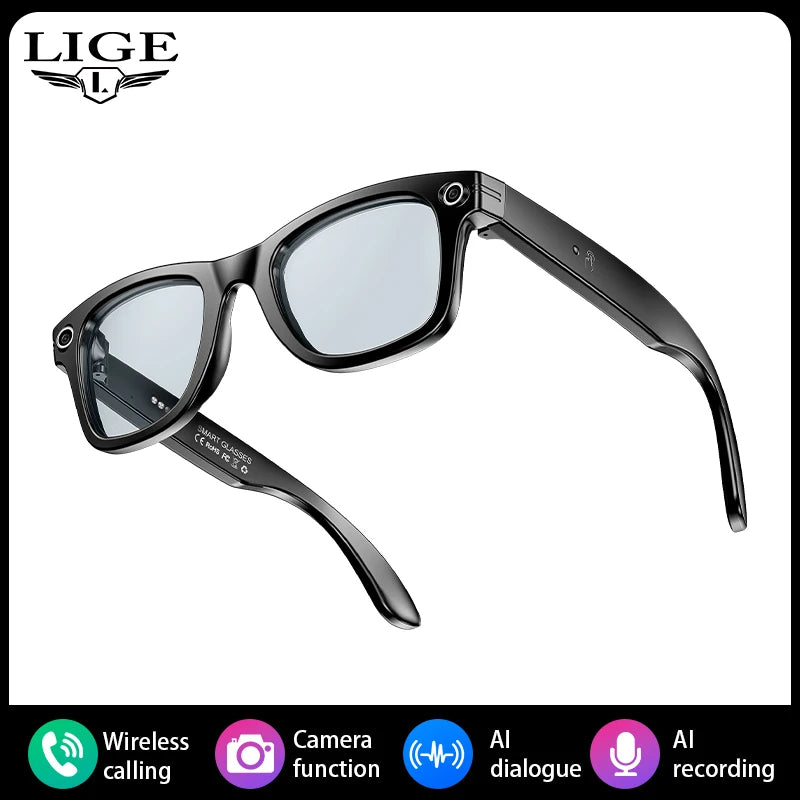 AI Glasses with Camera Smart Bluetooth Glasses Take Photo Video Record Waterproof Music Play Smart Sunglasses for Man Women