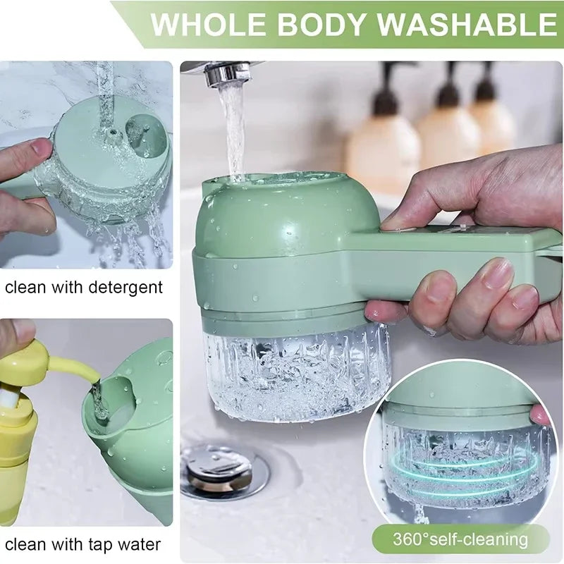 4 in 1 Handheld Electric Vegetable Cutter USB Wireless Chop Garlic Mash Minced Slice Onion Cutting Cooking Gadgets 자동야채슬라이서