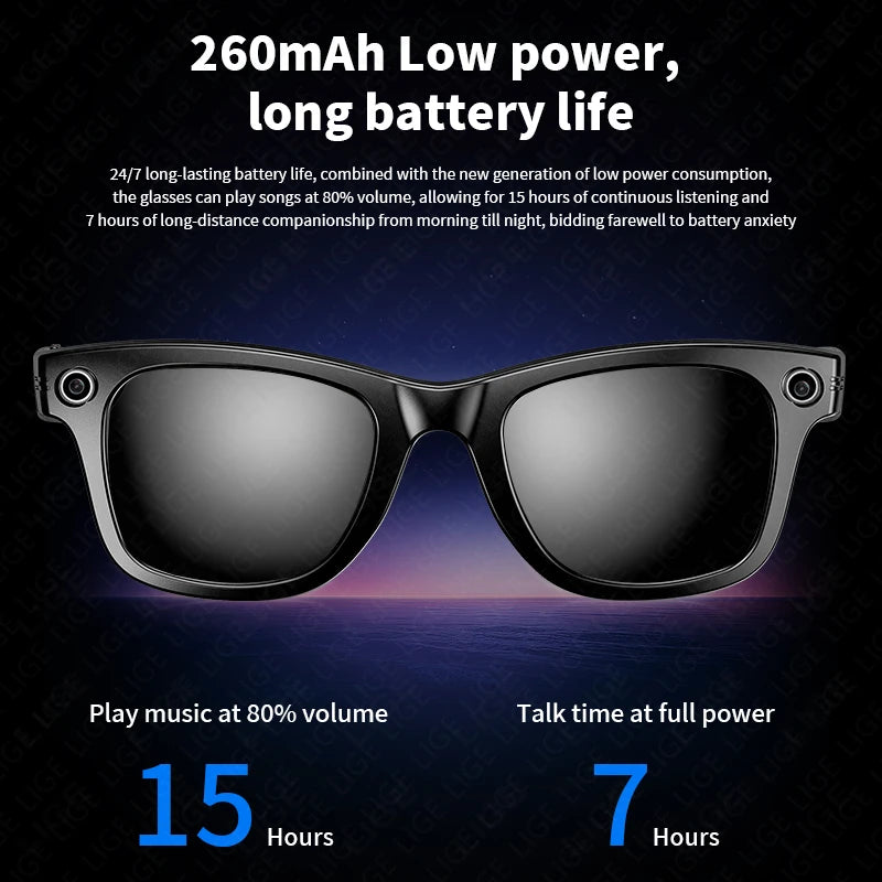 AI Glasses with Camera Smart Bluetooth Glasses Take Photo Video Record Waterproof Music Play Smart Sunglasses for Man Women