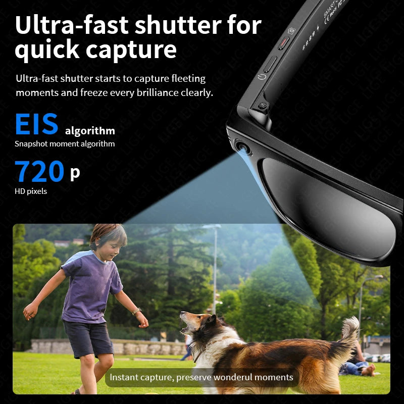 AI Glasses with Camera Smart Bluetooth Glasses Take Photo Video Record Waterproof Music Play Smart Sunglasses for Man Women