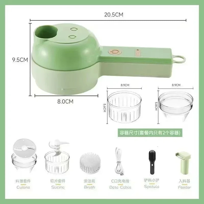 4 in 1 Handheld Electric Vegetable Cutter USB Wireless Chop Garlic Mash Minced Slice Onion Cutting Cooking Gadgets 자동야채슬라이서