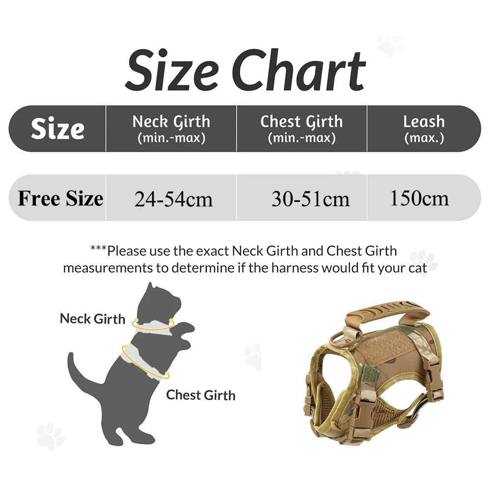 Tactical Cat Harness Puppy Adjustable Kitten Vest for Military Small Dogs Harnesses Working Training Cat Accessories