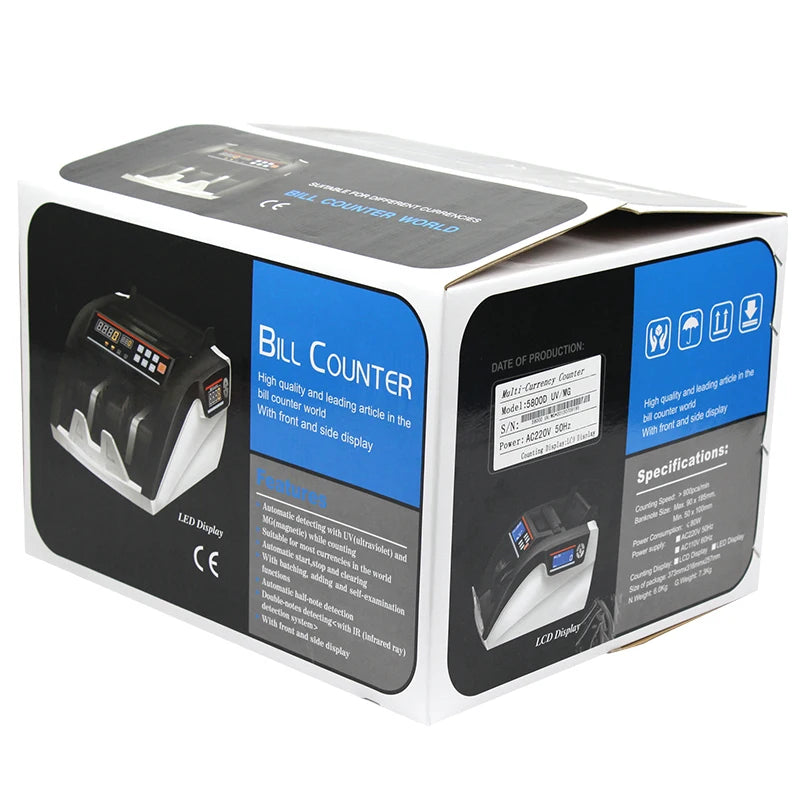 XINGYAO 5800D UV/3MG LCD Display with 3 Magnet Multi-Currencies Counter Machine Cash Money Counting Compteuse De Billets