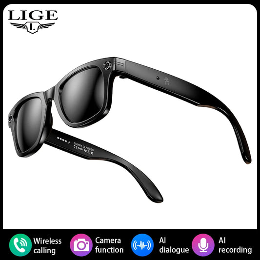 AI Glasses with Camera Smart Bluetooth Glasses Take Photo Video Record Waterproof Music Play Smart Sunglasses for Man Women